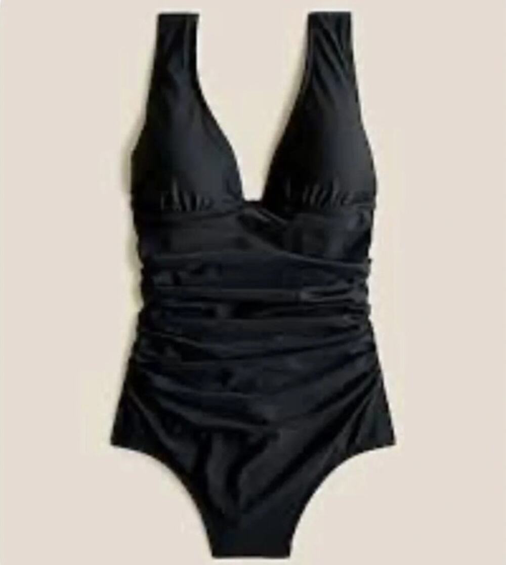 J.Crew Ruched Femme Black One-Piece Swimsuit Sz 10